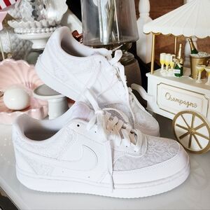 Nike Dunk Low White Lace Court Vision Womens Shoes Sneakers Size 8 New Htf Viral